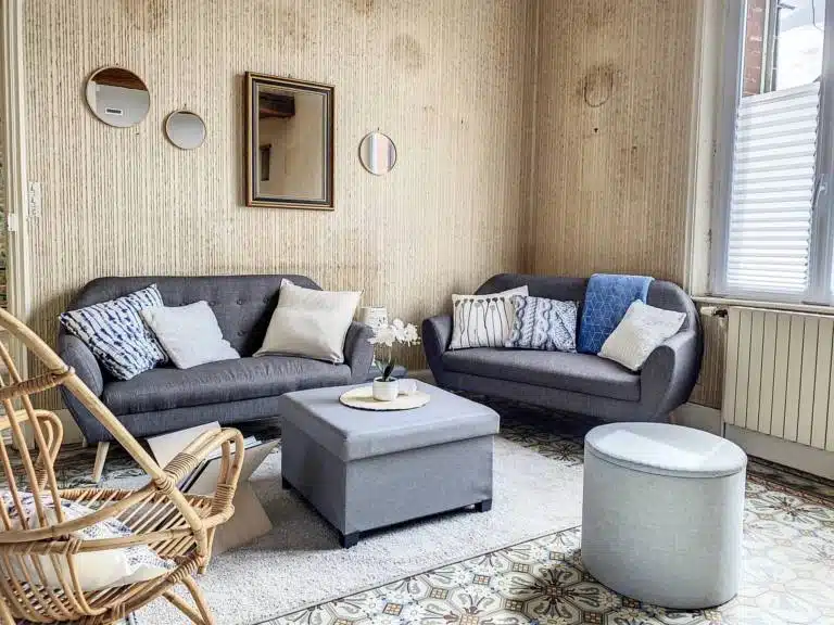 salon crée dans une maison en vente par Sophie MARTINET experte déco et home staging Abbeville